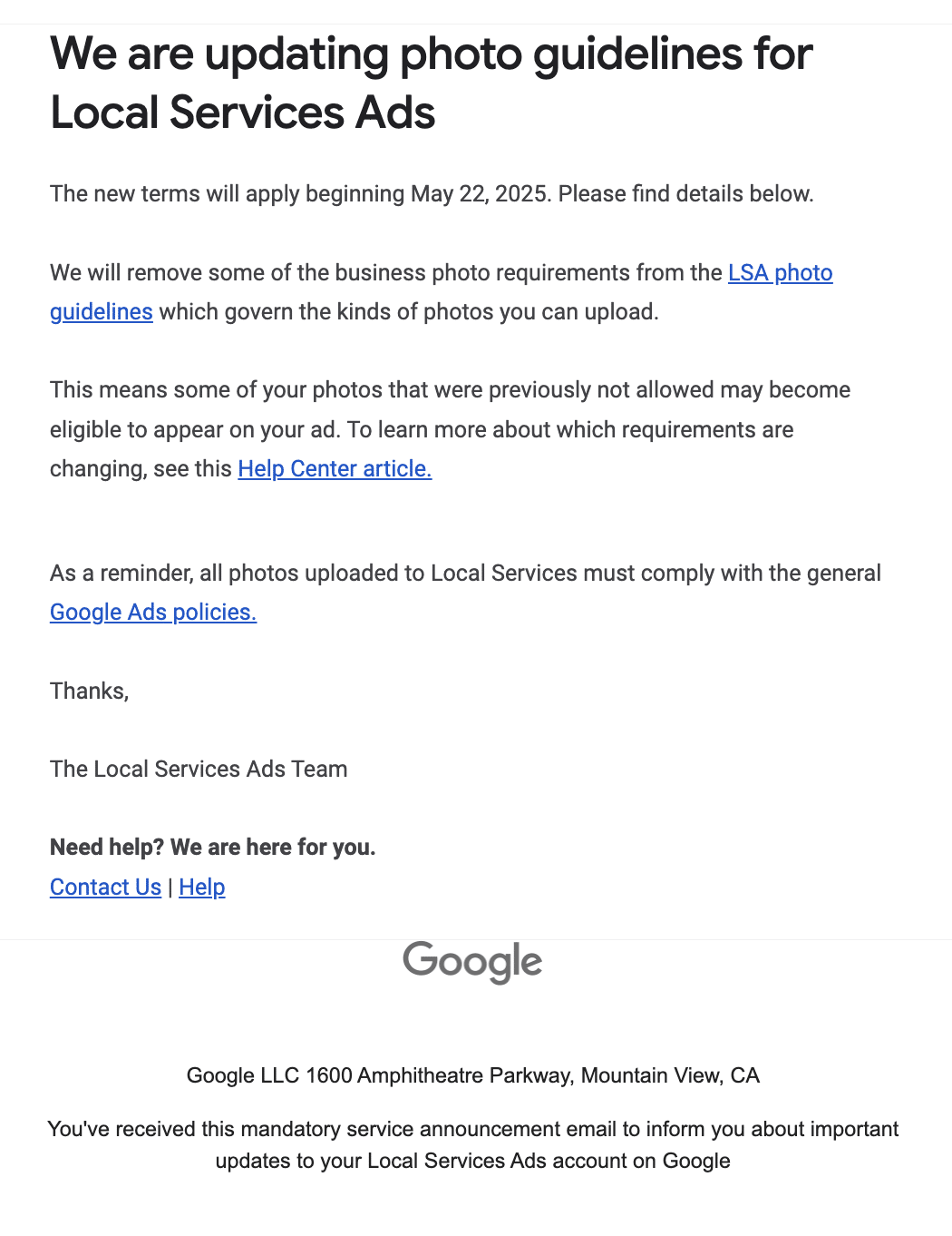 Google Local Services Ads: Google Guaranteed Photo Requirements